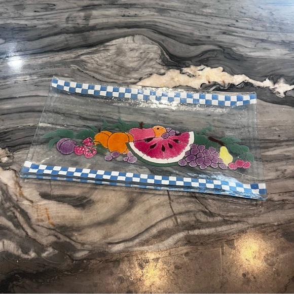 Kelleher Fused Glass Fruit Pattern 11" Rectangular Serving Platter Art Glass - Picture 5 of 5